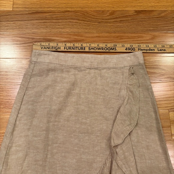NWT Madewell Tan Linen Wrap-style Midi Skirt - Picture 2 of 8